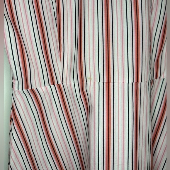 Tommy Hilfiger shirt dress cotton vertical stripe pink white button down belted - Picture 9 of 15